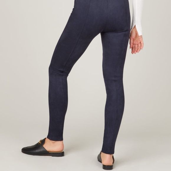 NWT SPANX | Comfortable Classic Navy Faux Suede Soft Chic Leggings | Size S - Picture 2 of 11